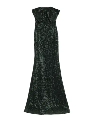 BADGLEY MISCHKA Strapless Bow-Front Sequin Gown | Thumbnail 1 BADGLEY MISCHKA Strapless Bow-Front Sequin Gown | Thumbnail 1