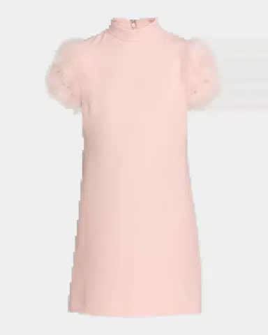 Valentino Garavani Feather-Sleeve Mock-Neck Mini Dress | Thumbnail 2 Valentino Garavani Feather-Sleeve Mock-Neck Mini Dress | Thumbnail 2