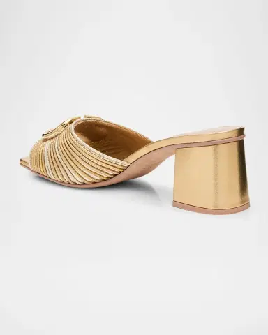 Valentino Garavani 60mm VLogo Metallic Leather Mule Sandals | Thumbnail 4 Valentino Garavani 60mm VLogo Metallic Leather Mule Sandals | Thumbnail 4
