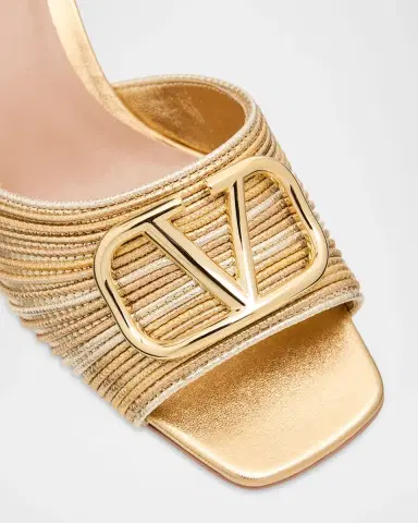 Valentino Garavani 60mm VLogo Metallic Leather Mule Sandals | Thumbnail 5 Valentino Garavani 60mm VLogo Metallic Leather Mule Sandals | Thumbnail 5