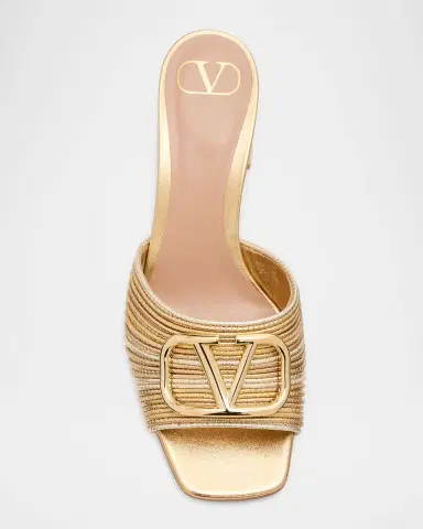 Valentino Garavani 60mm VLogo Metallic Leather Mule Sandals | Thumbnail 6 Valentino Garavani 60mm VLogo Metallic Leather Mule Sandals | Thumbnail 6