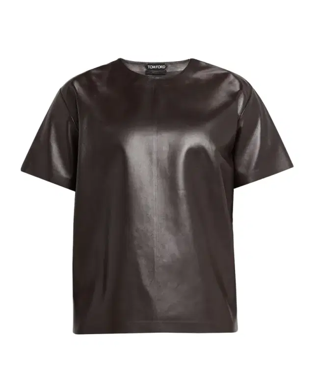 TOM FORD Men 's Napa Leather Short-Sleeve Shirt