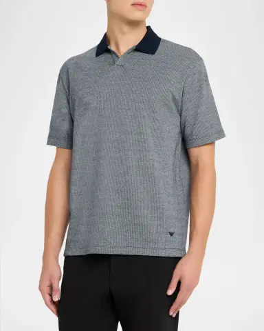 Emporio Armani Men's Melange Short-Sleeve Polo Shirt | Thumbnail 4 Emporio Armani Men's Melange Short-Sleeve Polo Shirt | Thumbnail 4