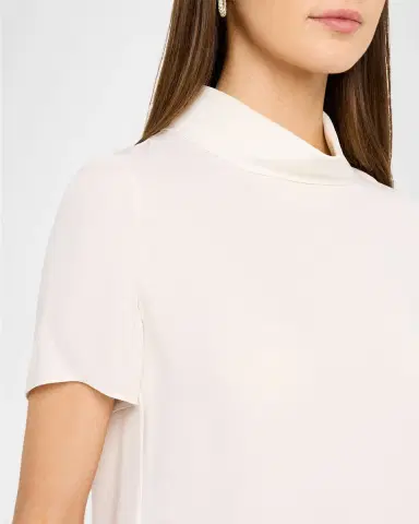 Valentino Garavani Mock-Neck Short-Sleeve Silk Top | Thumbnail 5 Valentino Garavani Mock-Neck Short-Sleeve Silk Top | Thumbnail 5