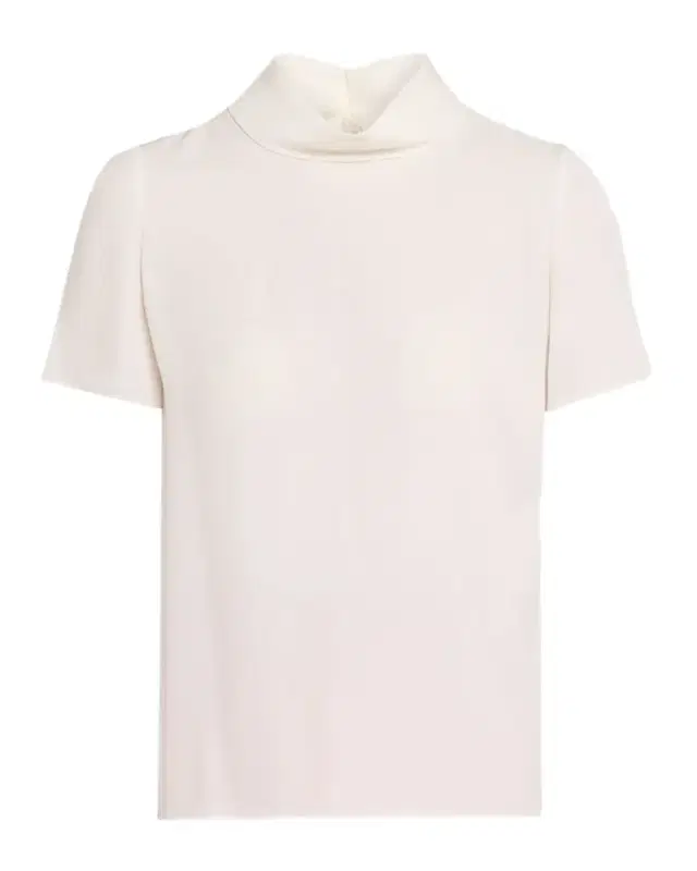 Valentino Garavani Mock-Neck Short-Sleeve Silk Top