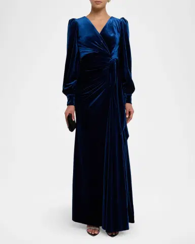 BADGLEY MISCHKA Pleated A-Line Velvet Gown | Thumbnail 2 BADGLEY MISCHKA Pleated A-Line Velvet Gown | Thumbnail 2