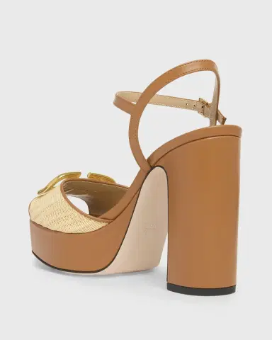 Valentino Garavani 115mm VLogo Signature Raffia and Leather Platform Sandals | Thumbnail 2 Valentino Garavani 115mm VLogo Signature Raffia and Leather Platform Sandals | Thumbnail 2