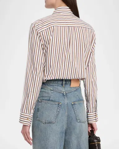 Bottega Veneta Knot-Button Striped Cotton Button-Down Shirt | Thumbnail 3 Bottega Veneta Knot-Button Striped Cotton Button-Down Shirt | Thumbnail 3
