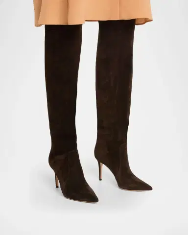 Gianvito Rossi Hansen Suede Pointed-Toe Knee Boots | Thumbnail 2