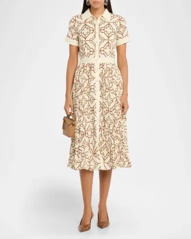 Mestiza New York Billie Pleated Tile-Print Midi Shirtdress | Thumbnail 2