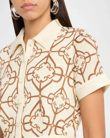 Mestiza New York Billie Pleated Tile-Print Midi Shirtdress | Thumbnail 5