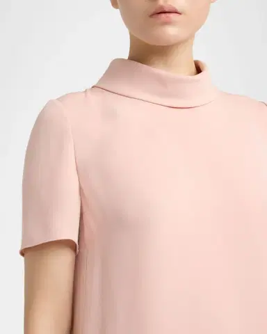 Valentino Garavani Mock-Neck Short-Sleeve Silk Top | Thumbnail 5 Valentino Garavani Mock-Neck Short-Sleeve Silk Top | Thumbnail 5