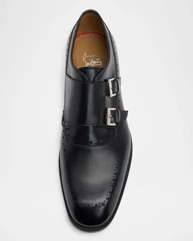 Christian Louboutin Men's Sartok Leather Double-Monk Strap Loafers | Thumbnail 4 Christian Louboutin Men's Sartok Leather Double-Monk Strap Loafers | Thumbnail 4