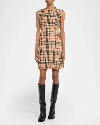 Burberry Abigail Check Wool-Blend Bouclé Mini Dress | Thumbnail 2 Burberry Abigail Check Wool-Blend Bouclé Mini Dress | Thumbnail 2