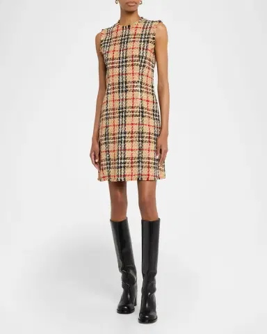 Burberry Abigail Check Wool-Blend Bouclé Mini Dress | Thumbnail 4 Burberry Abigail Check Wool-Blend Bouclé Mini Dress | Thumbnail 4