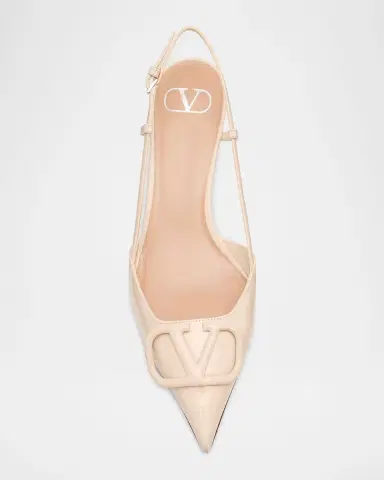 Valentino Garavani 40mm VLogo Patent Leather Slingback Pumps | Thumbnail 6