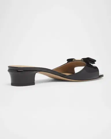 Ferragamo Vanilla Patent Leather Bow Mules | Thumbnail 2 Ferragamo Vanilla Patent Leather Bow Mules | Thumbnail 2