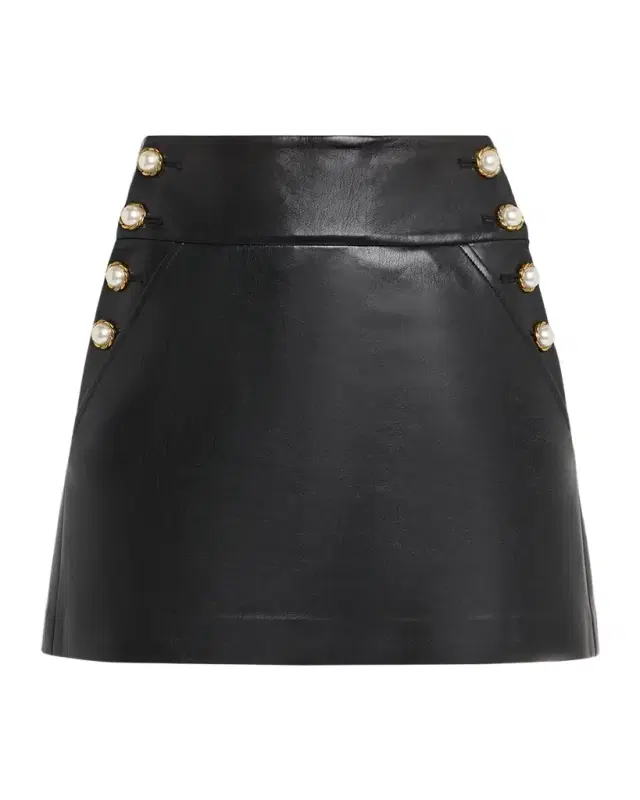 ALICE + OLIVIA Donald Vegan Leather Mini Skirt
