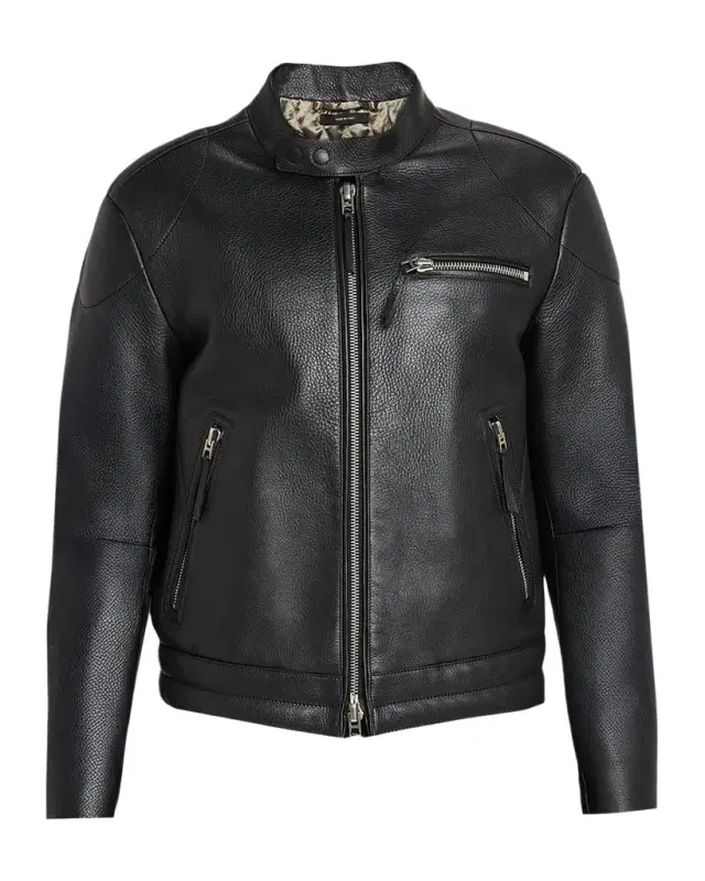 TOM FORD Men 's Pebbled Leather Biker Jacket