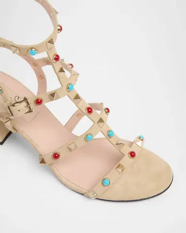 Valentino Garavani 60mm Rockstud Suede City Sandals | Thumbnail 3 Valentino Garavani 60mm Rockstud Suede City Sandals | Thumbnail 3