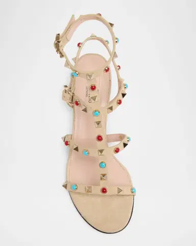 Valentino Garavani 60mm Rockstud Suede City Sandals | Thumbnail 4 Valentino Garavani 60mm Rockstud Suede City Sandals | Thumbnail 4