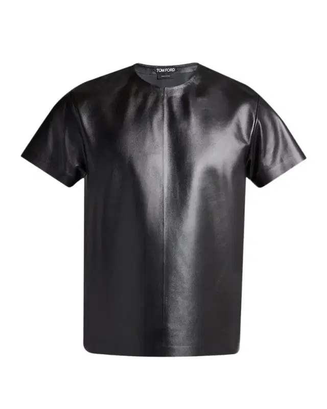 TOM FORD Men 's Napa Leather Short-Sleeve Shirt