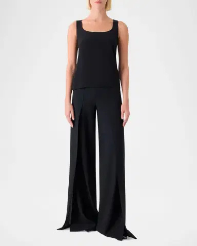 Akris Scoop-Neck Silk Georgette Tank Top | Thumbnail 2 Akris Scoop-Neck Silk Georgette Tank Top | Thumbnail 2