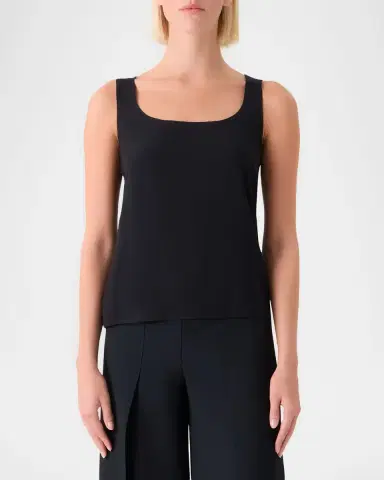 Akris Scoop-Neck Silk Georgette Tank Top | Thumbnail 4 Akris Scoop-Neck Silk Georgette Tank Top | Thumbnail 4