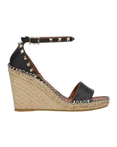 Valentino Garavani 105mm Rockstud Leather Wedge Espadrille Sandals | Thumbnail 1 Valentino Garavani 105mm Rockstud Leather Wedge Espadrille Sandals | Thumbnail 1