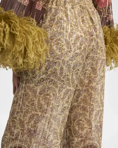 Valentino Garavani Paisley Metallic Silk Straight-Leg Pull-On Pants | Thumbnail 5 Valentino Garavani Paisley Metallic Silk Straight-Leg Pull-On Pants | Thumbnail 5
