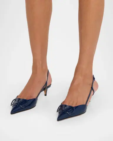 Valentino Garavani 40mm VLogo Patent Leather Slingback Pumps | Thumbnail 2 Valentino Garavani 40mm VLogo Patent Leather Slingback Pumps | Thumbnail 2