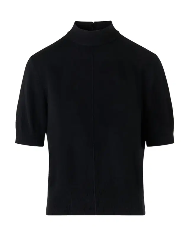Mock-Neck Short-Sleeve Cashmere Sweater