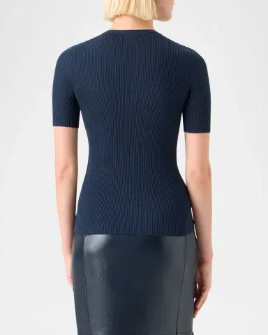 Akris Cotton Silk Short-Sleeve Sweater | Thumbnail 3 Akris Cotton Silk Short-Sleeve Sweater | Thumbnail 3