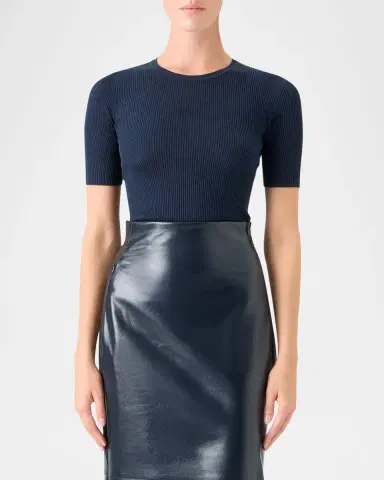 Akris Cotton Silk Short-Sleeve Sweater | Thumbnail 4 Akris Cotton Silk Short-Sleeve Sweater | Thumbnail 4