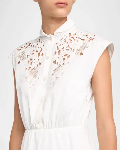 Valentino Garavani Broderie Anglaise Cap-Sleeve Midi Shirtdress | Thumbnail 5 Valentino Garavani Broderie Anglaise Cap-Sleeve Midi Shirtdress | Thumbnail 5
