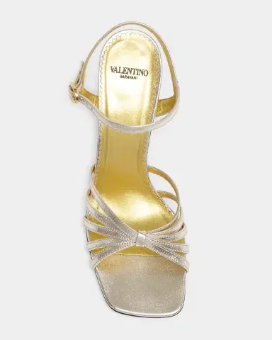 Valentino Garavani 90mm Valenti Embellished-Heel Metallic Leather Sandals | Thumbnail 4 Valentino Garavani 90mm Valenti Embellished-Heel Metallic Leather Sandals | Thumbnail 4