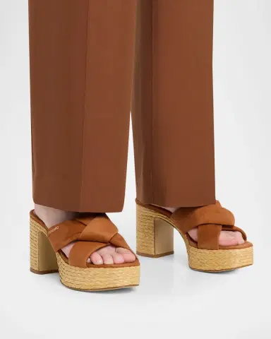 Ferragamo 85mm Douglas Leather Espadrille Platform Sandals | Thumbnail 2