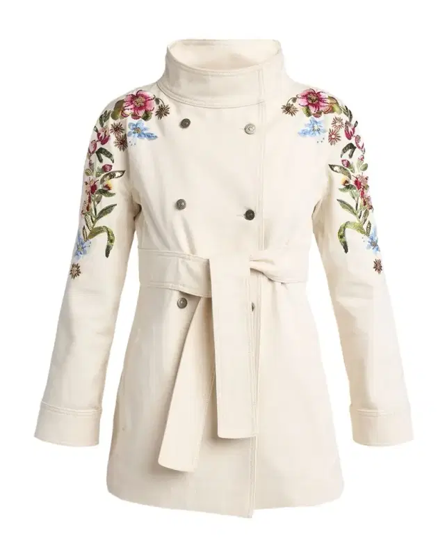 Valentino Garavani Floral Embroidered Double-Breasted Denim Jacket