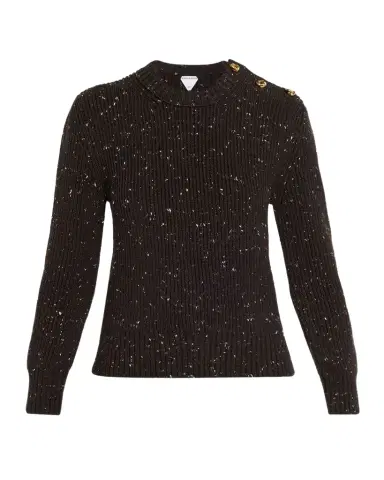 Bottega Veneta Button-Shoulder Speckled Rib Crewneck Sweater | Thumbnail 1 Bottega Veneta Button-Shoulder Speckled Rib Crewneck Sweater | Thumbnail 1