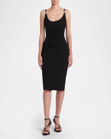 Versace Viscose-Jersey Ruched Midi Dress | Thumbnail 2