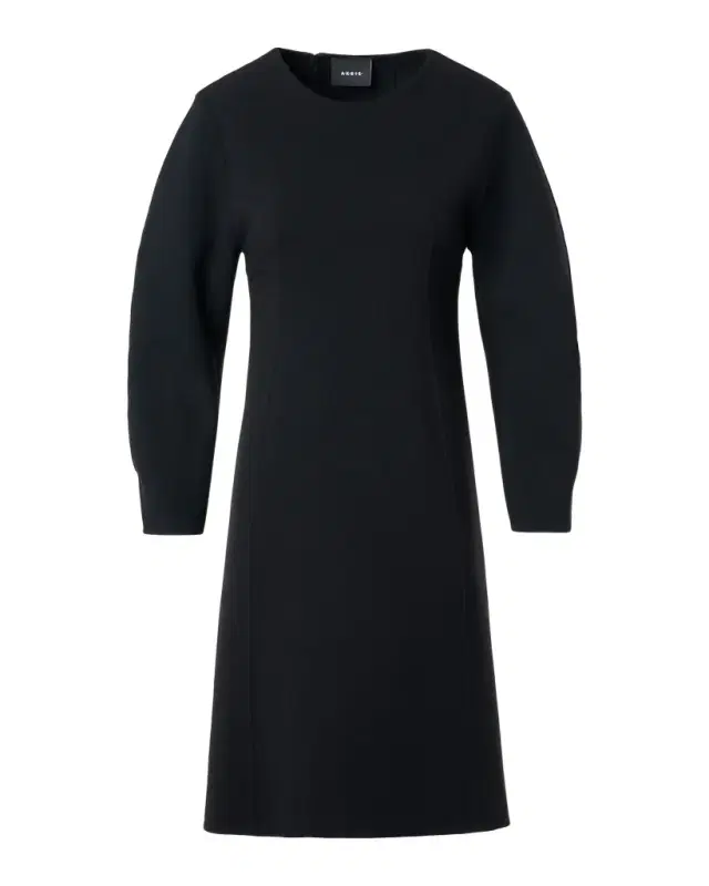 Wool Crepe Long-Sleeve Mini Dress