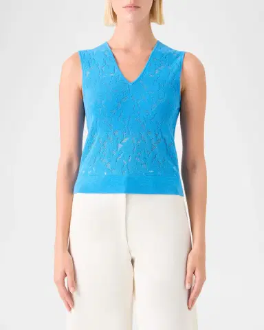 Akris Whitecaps Knit V-Neck Vest | Thumbnail 4