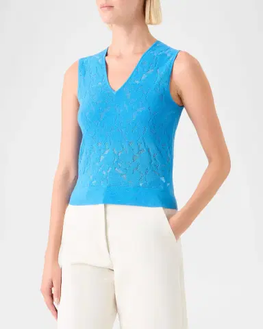 Akris Whitecaps Knit V-Neck Vest | Thumbnail 5