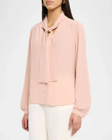 Valentino Garavani Neck Scarf Silk Crepe Shirt | Thumbnail 4 Valentino Garavani Neck Scarf Silk Crepe Shirt | Thumbnail 4