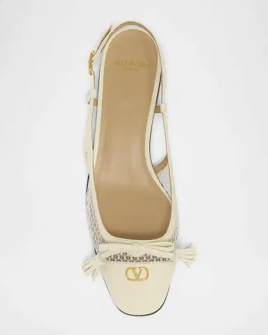 Valentino Garavani 25mm VLogo Signature Valet Mesh and Leather Ballerina Flats | Thumbnail 4