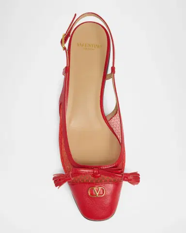 Valentino Garavani 25mm VLogo Signature Valet Mesh and Leather Ballerina Flats | Thumbnail 4 Valentino Garavani 25mm VLogo Signature Valet Mesh and Leather Ballerina Flats | Thumbnail 4