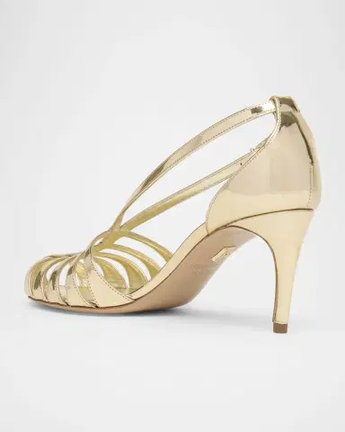 Ferragamo 70mm Lilie Metallic Patent Leather Caged Pumps | Thumbnail 2 Ferragamo 70mm Lilie Metallic Patent Leather Caged Pumps | Thumbnail 2