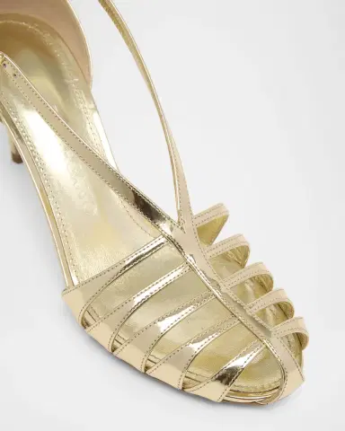 Ferragamo 70mm Lilie Metallic Patent Leather Caged Pumps | Thumbnail 3 Ferragamo 70mm Lilie Metallic Patent Leather Caged Pumps | Thumbnail 3