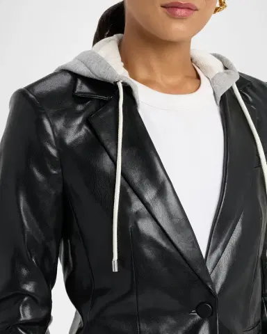 Cinq a Sept Hooded Vegan Leather Combo Blazer | Thumbnail 5 Cinq a Sept Hooded Vegan Leather Combo Blazer | Thumbnail 5