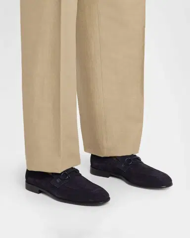 Ferragamo Men 's Foster Textured Suede Gancini Bit Loafers | Thumbnail 2 Ferragamo Men 's Foster Textured Suede Gancini Bit Loafers | Thumbnail 2